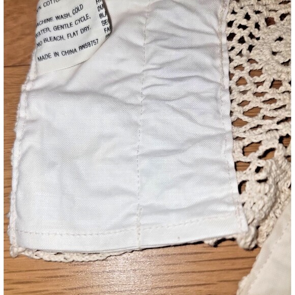 VTG Crochet Curtains Top Treatment Valances Cafe Boho 100% cotton Crochet Beige - Picture 15 of 16